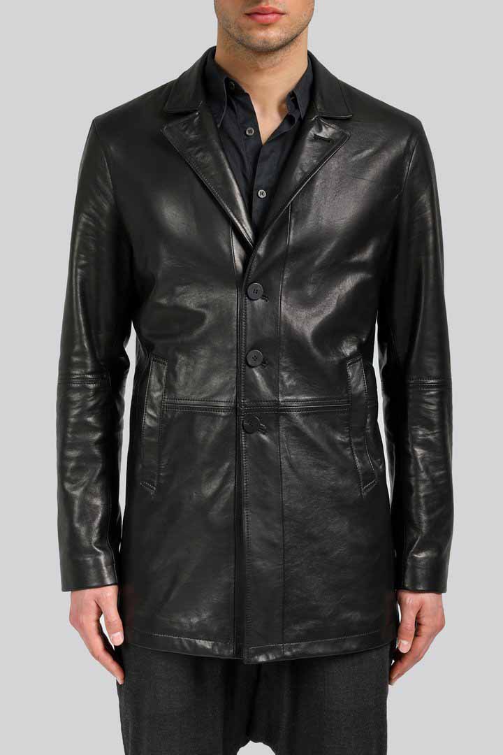 Bruno - Black Leather Coat