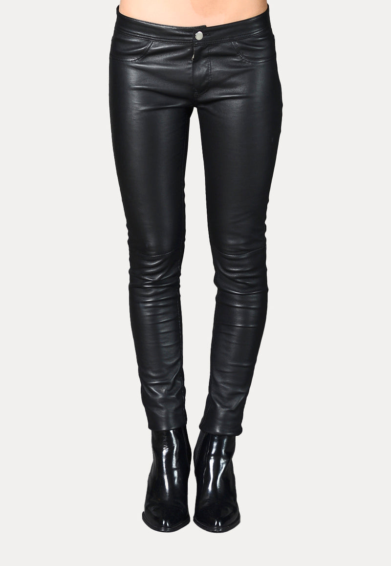 8 By YOOX LEATHER PANTS W/ ZIP-FASTENING