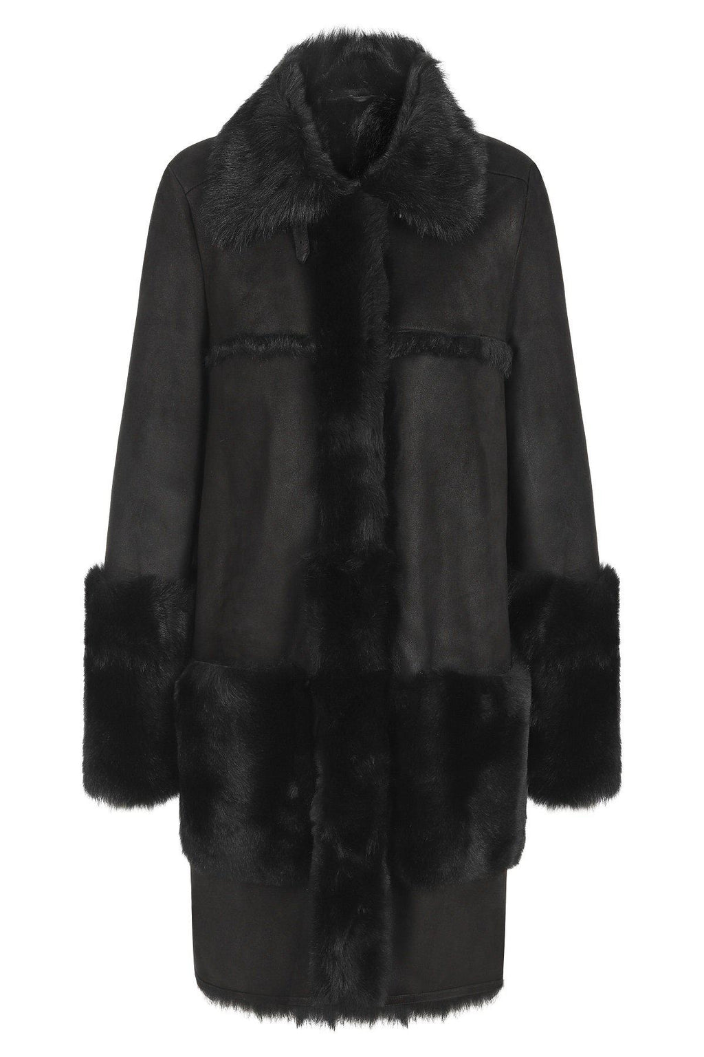 Frances - Black Shearling Coat – V S P