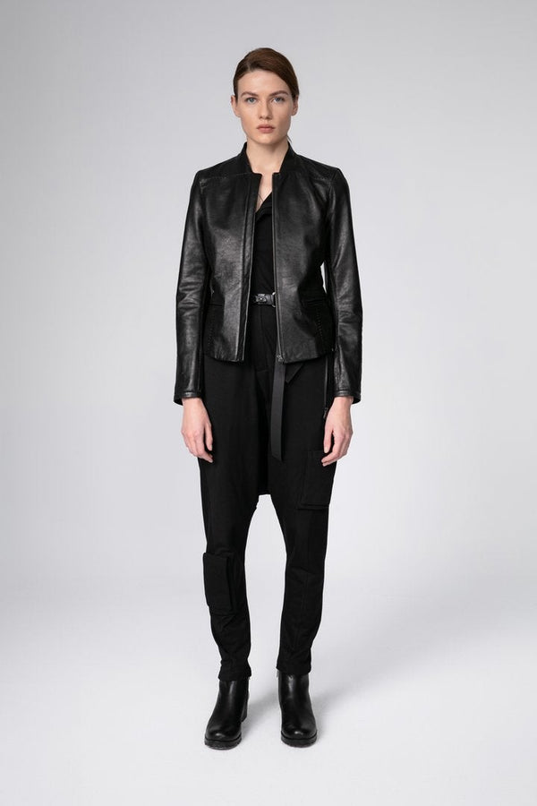 Veste en cuir noir