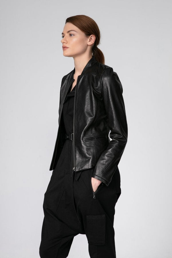 Veste en cuir noir