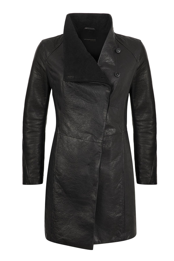 Olivia - Black Leather Coat
