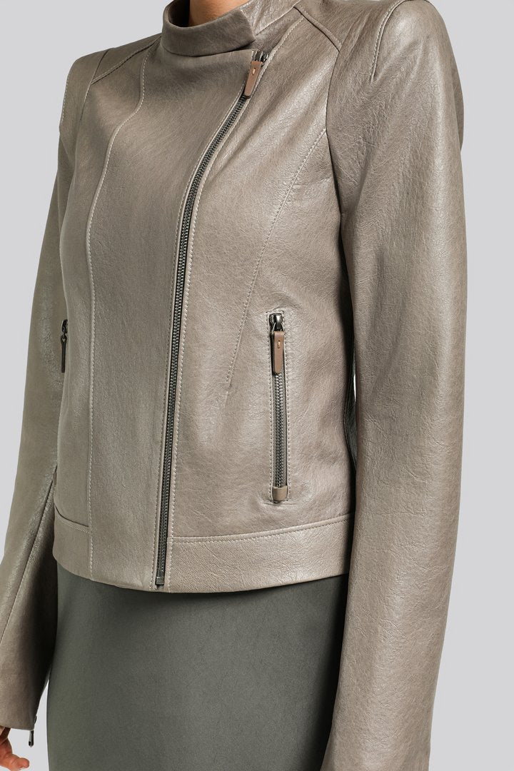 Maze - Grey Leather V P Jacket – S