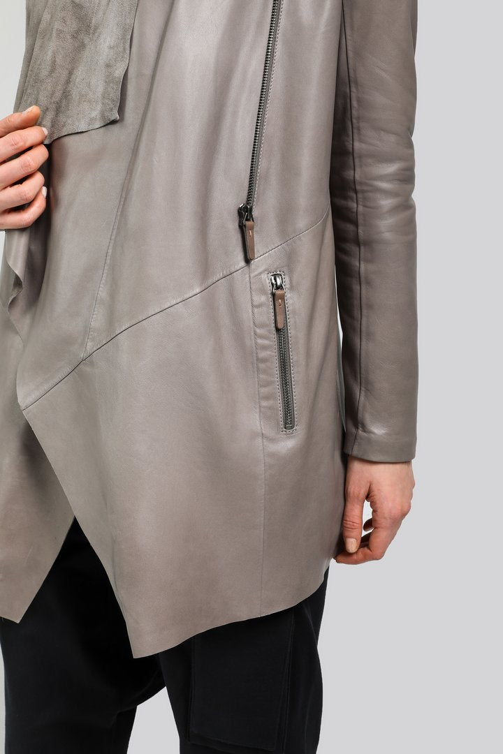 Aria - Grey Leather Coat
