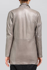 Aria - Grey Leather Coat