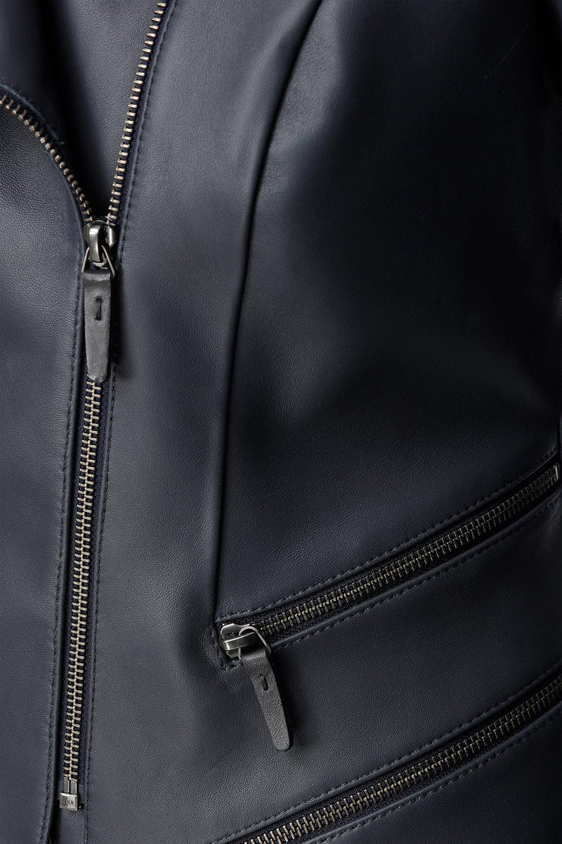Alice - Blue Grey Leather Jacket