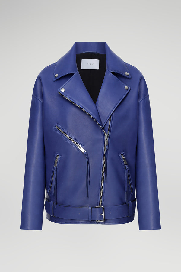 Gisele - Dark Indigo Leather Jacket