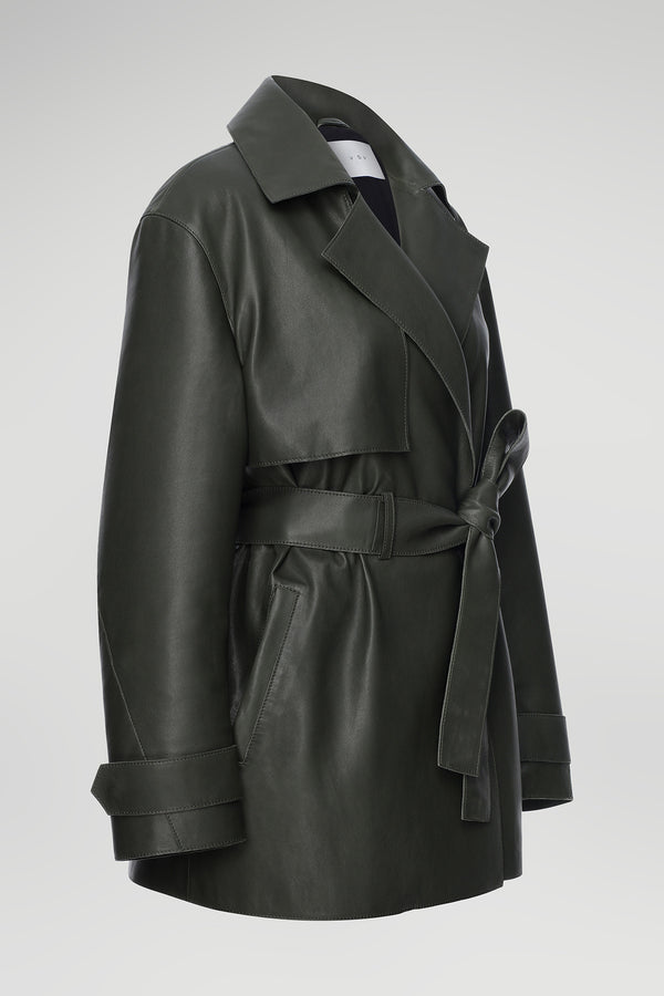 Manteau en cuir Vert