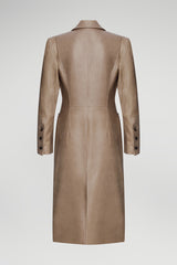 Rachel - Dark Beige Leather Coat
