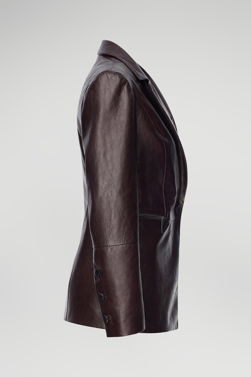 Noemie - Burgundy Leather Jacket