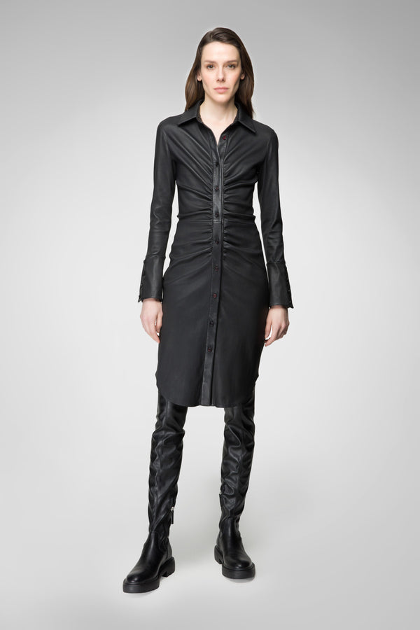 Emily - Black Leather Dress