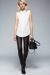Nina - Bordeaux Leather Pant