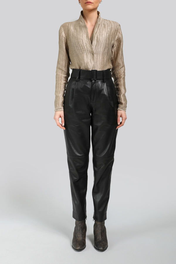 Pantalon en cuir Noir