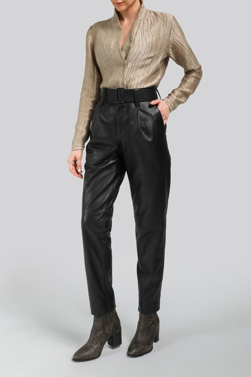 Lucie - Black Leather Pant