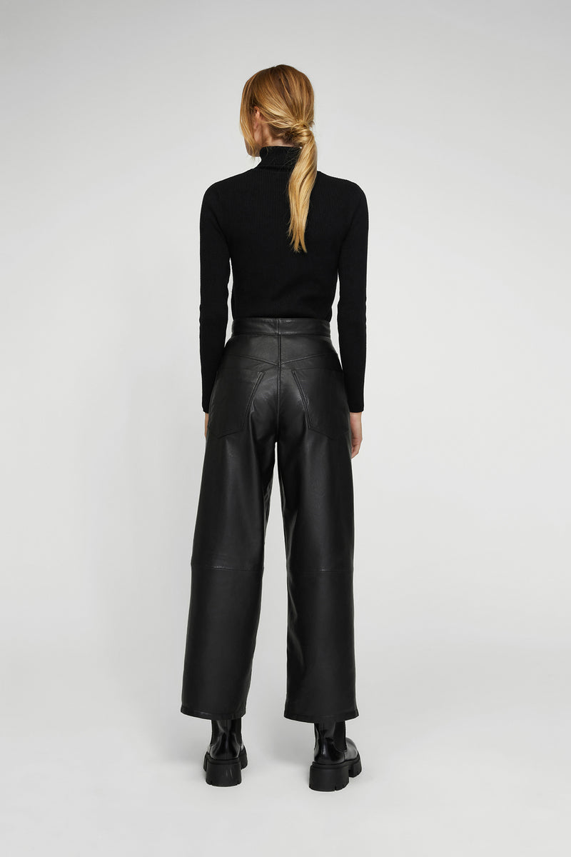 Zara The Francoise faux leather full length straight leg pants