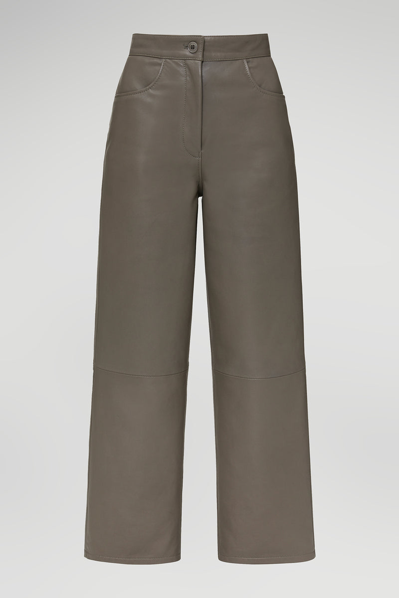 Odette - Grey Leather Pant