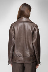 Gisele -  Cloudy Brown Leather Jacket