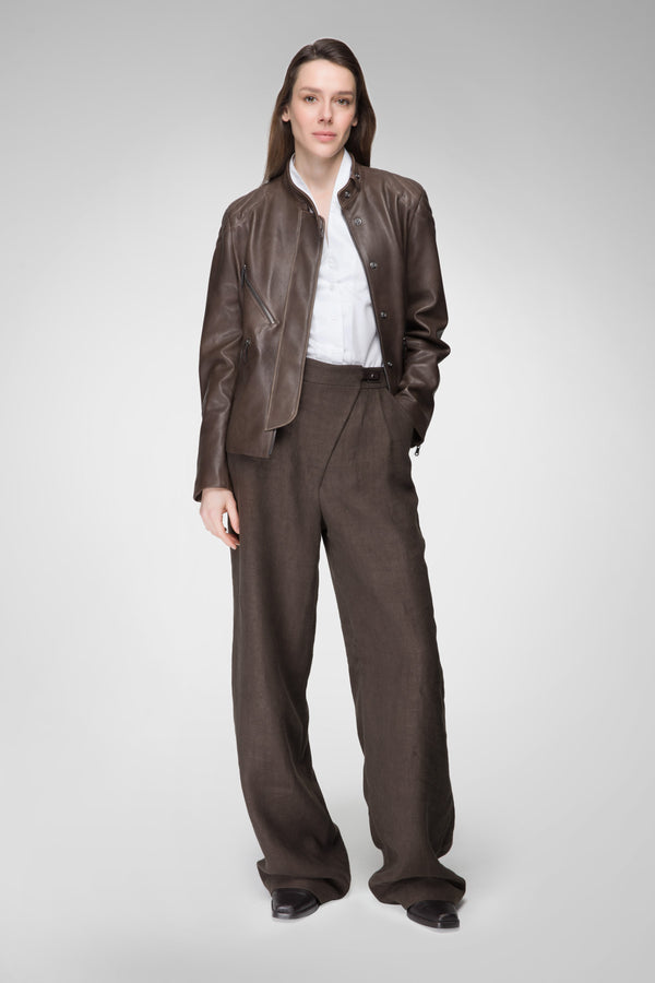 Silvie - Cloudy Brown Leather Jacket