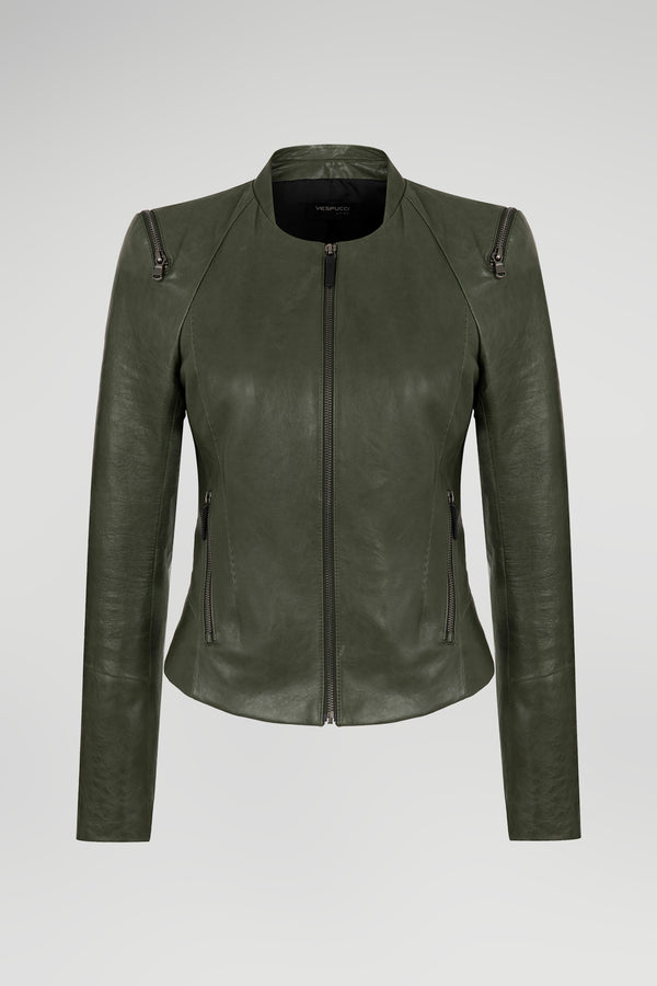 Lola - Green Leather Jacket