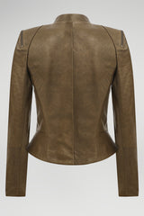 Veste en cuir Marron