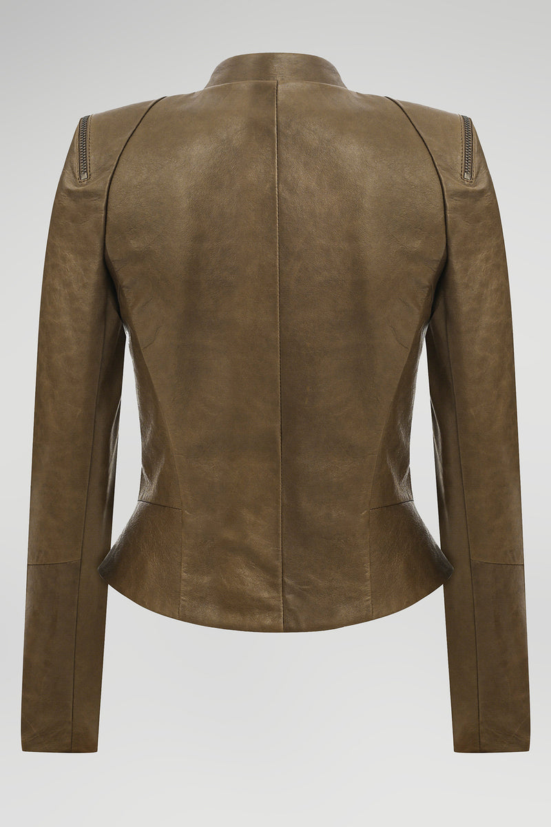 Veste en cuir Marron