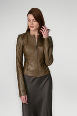 Veste en cuir Marron