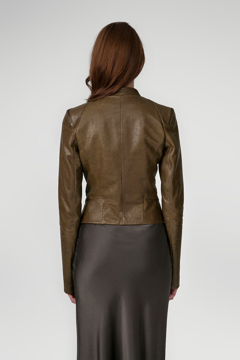 Veste en cuir Marron