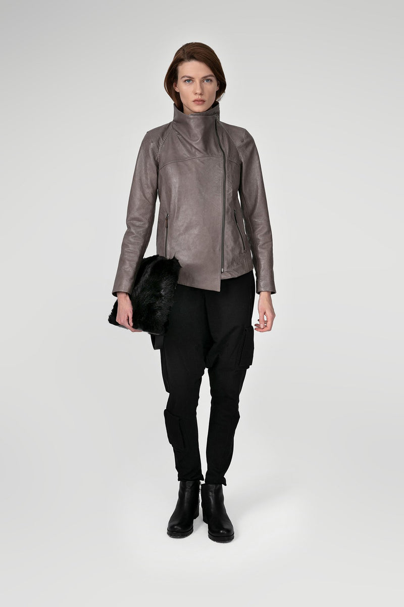 Freya - Grey Leather Jacket
