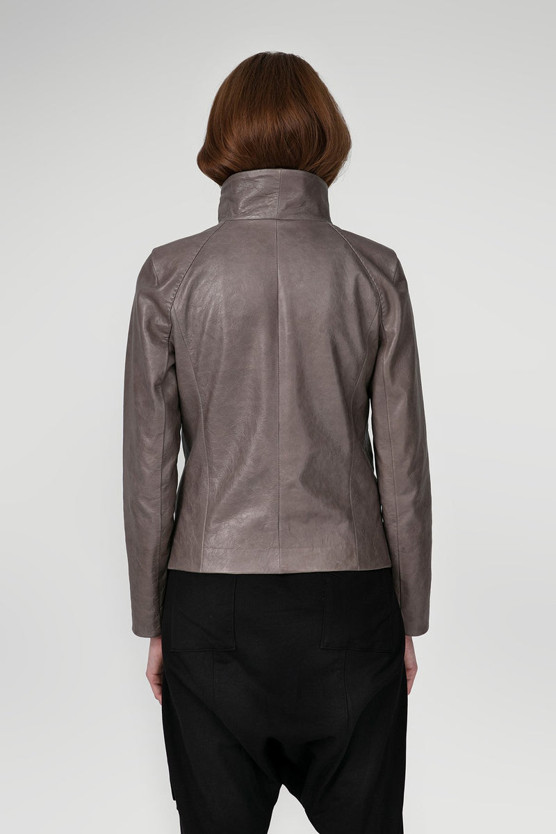 Freya - Grey Leather Jacket