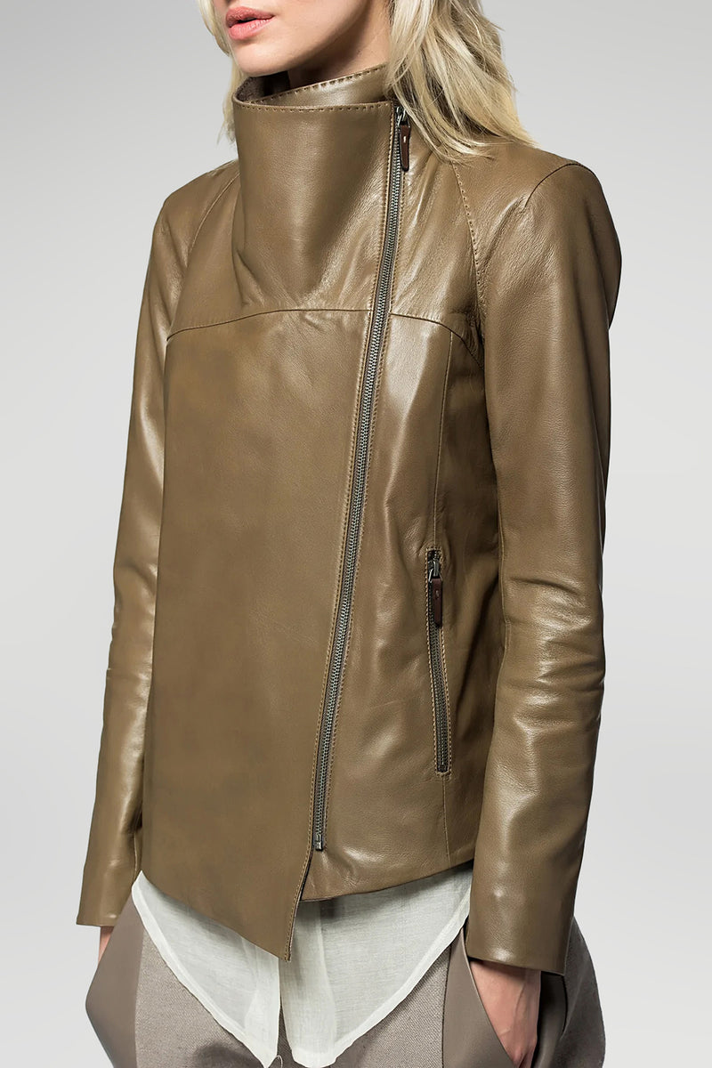 Freya - Brown Tobacco Leather Jacket