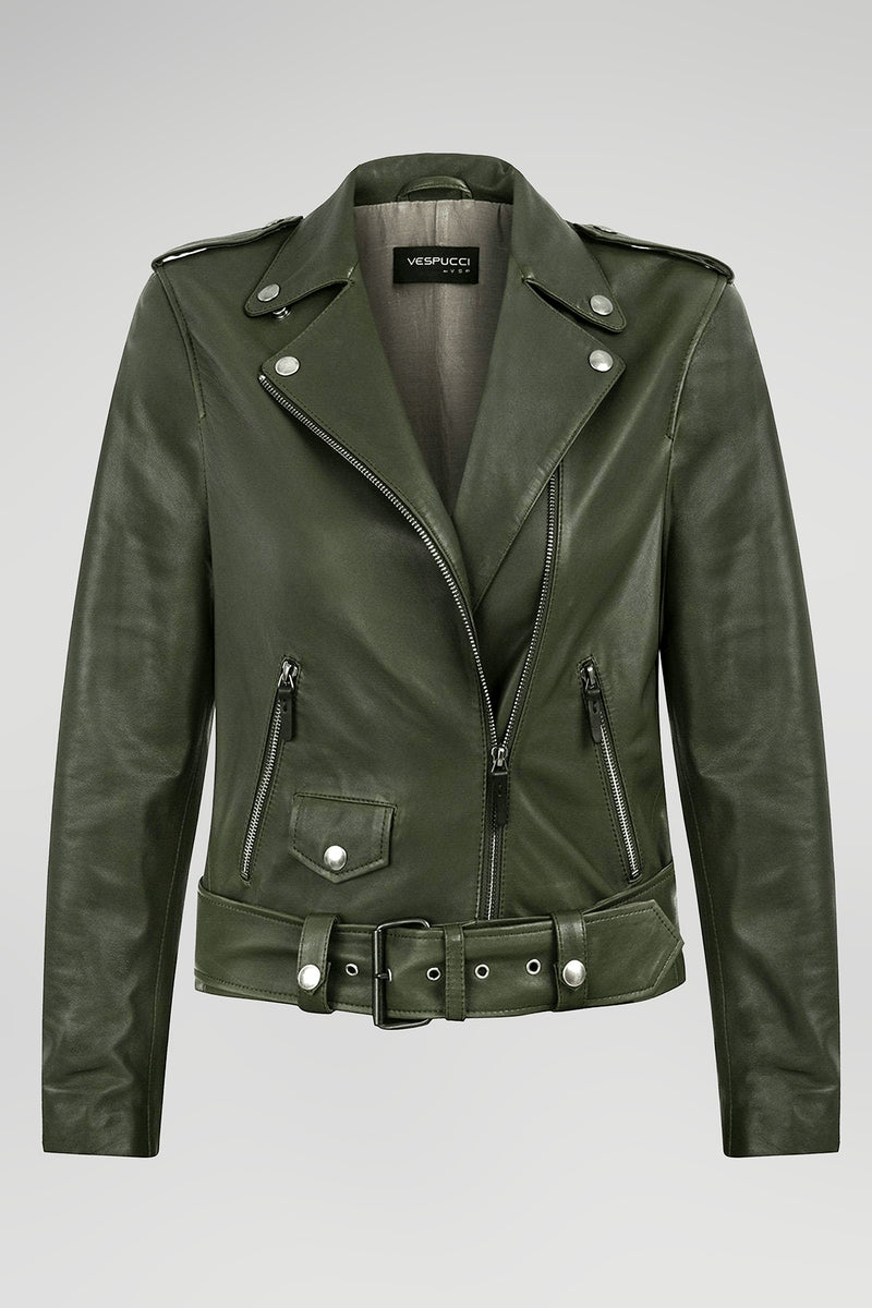 Audrey - Green Leather Jacket