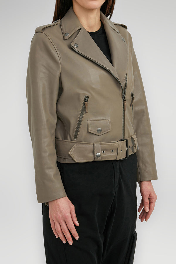 Audrey - Grey Leather Jacket