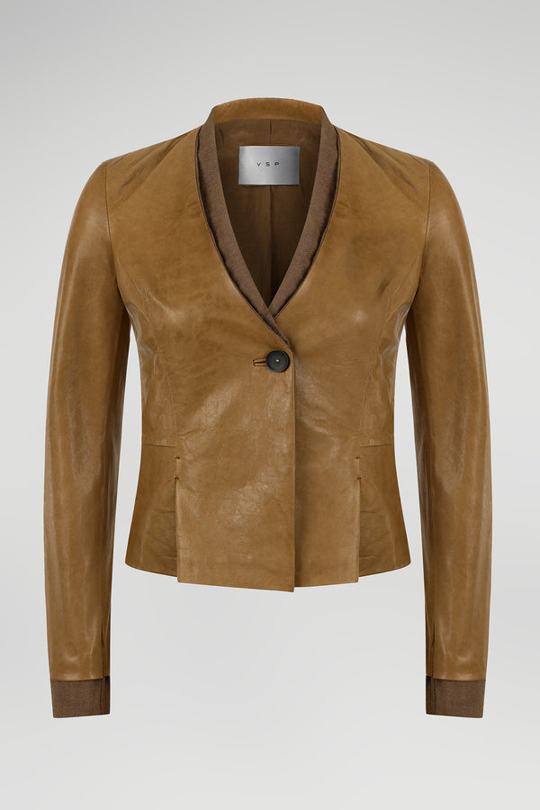 Amy - Camel Leather Jacket