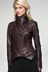 Ella - Bordeaux Leather Jacket