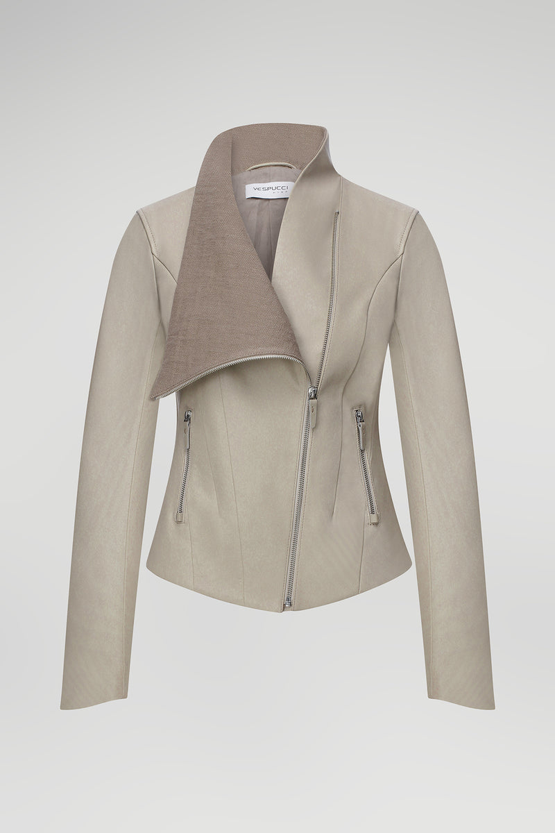 Alba - Cream Leather Jacket