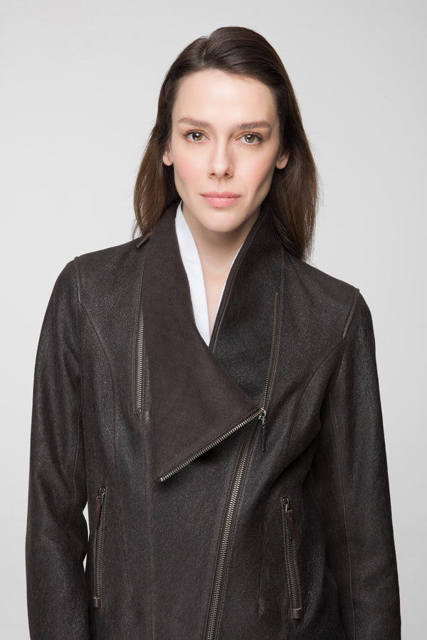 Alba - Brown Bitter Leather Jacket