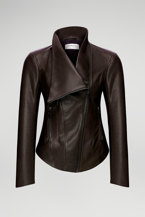 Alba - Brown Bitter Leather Jacket