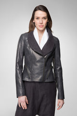 Veste en cuir Anthracite