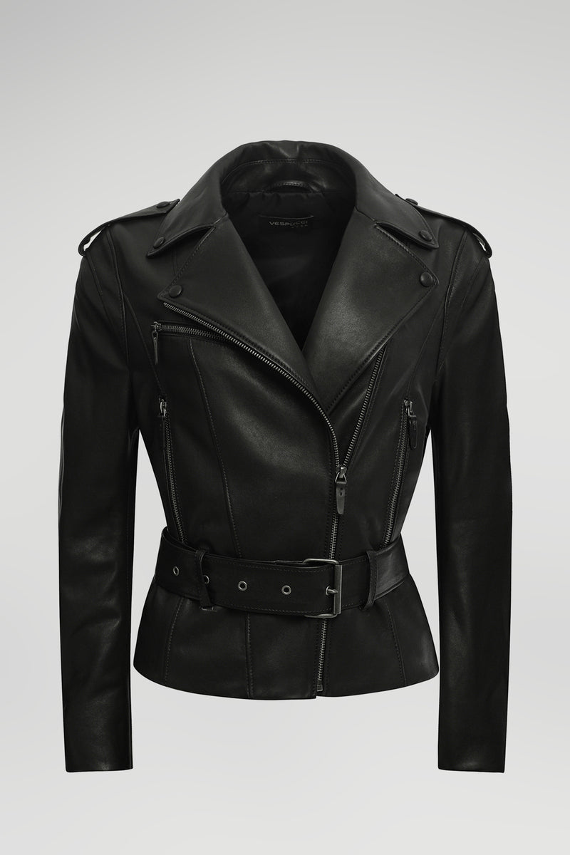 Hana - Black Leather Jacket