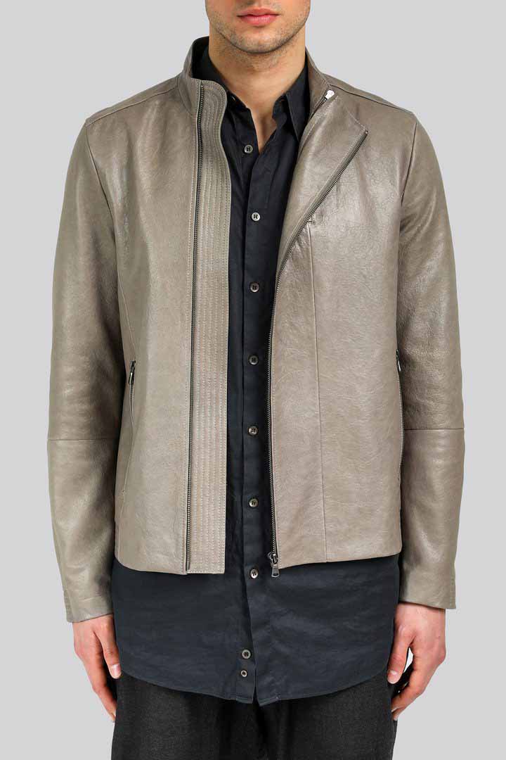 Theo - Grey Leather Jacket