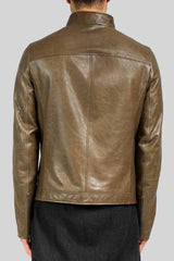 Veste en cuir Tabac Brun