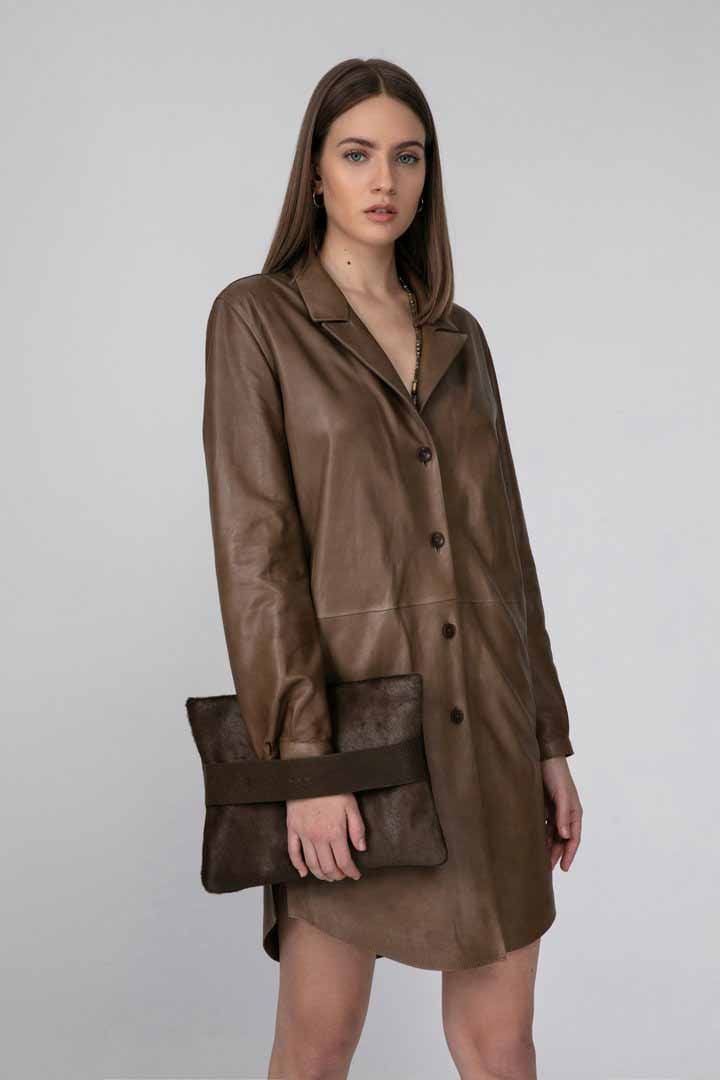 Celine - Brown Tobacco Leather Coat