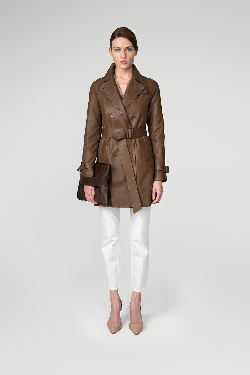 Scarlet - Brown Tobacco Leather Coat