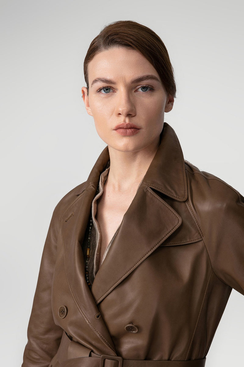 Scarlet - Brown Tobacco Leather Coat