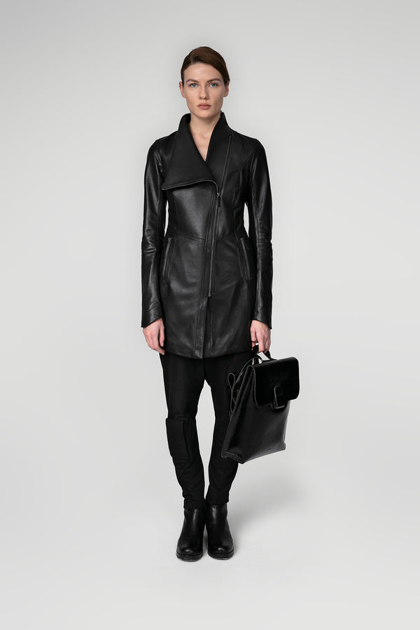 Jade - Black Leather Coat