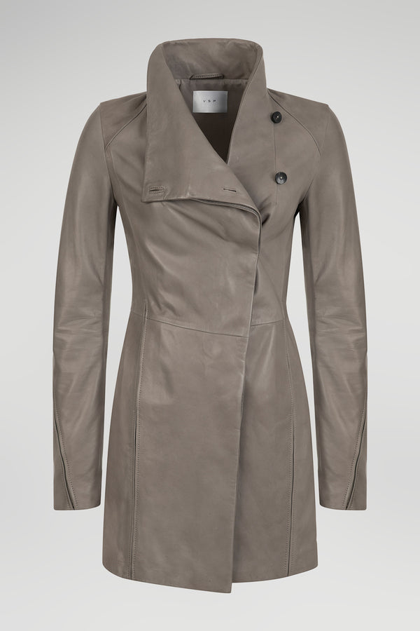 Blossom - Grey Leather Coat