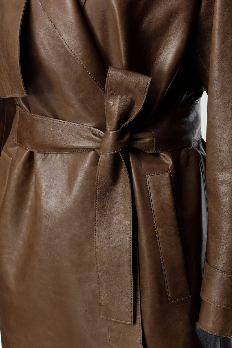 Isabelle - Tobacco Leather Coat