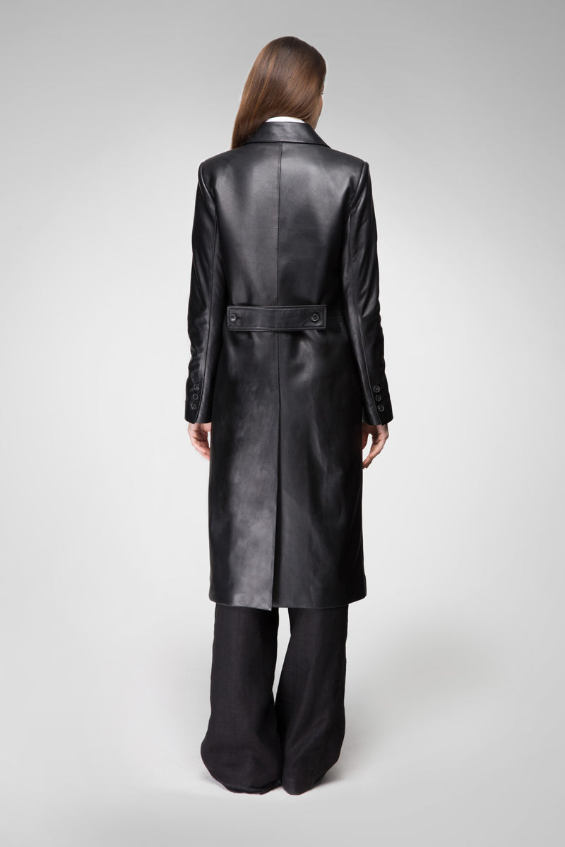 Calissa - Black Leather Coat