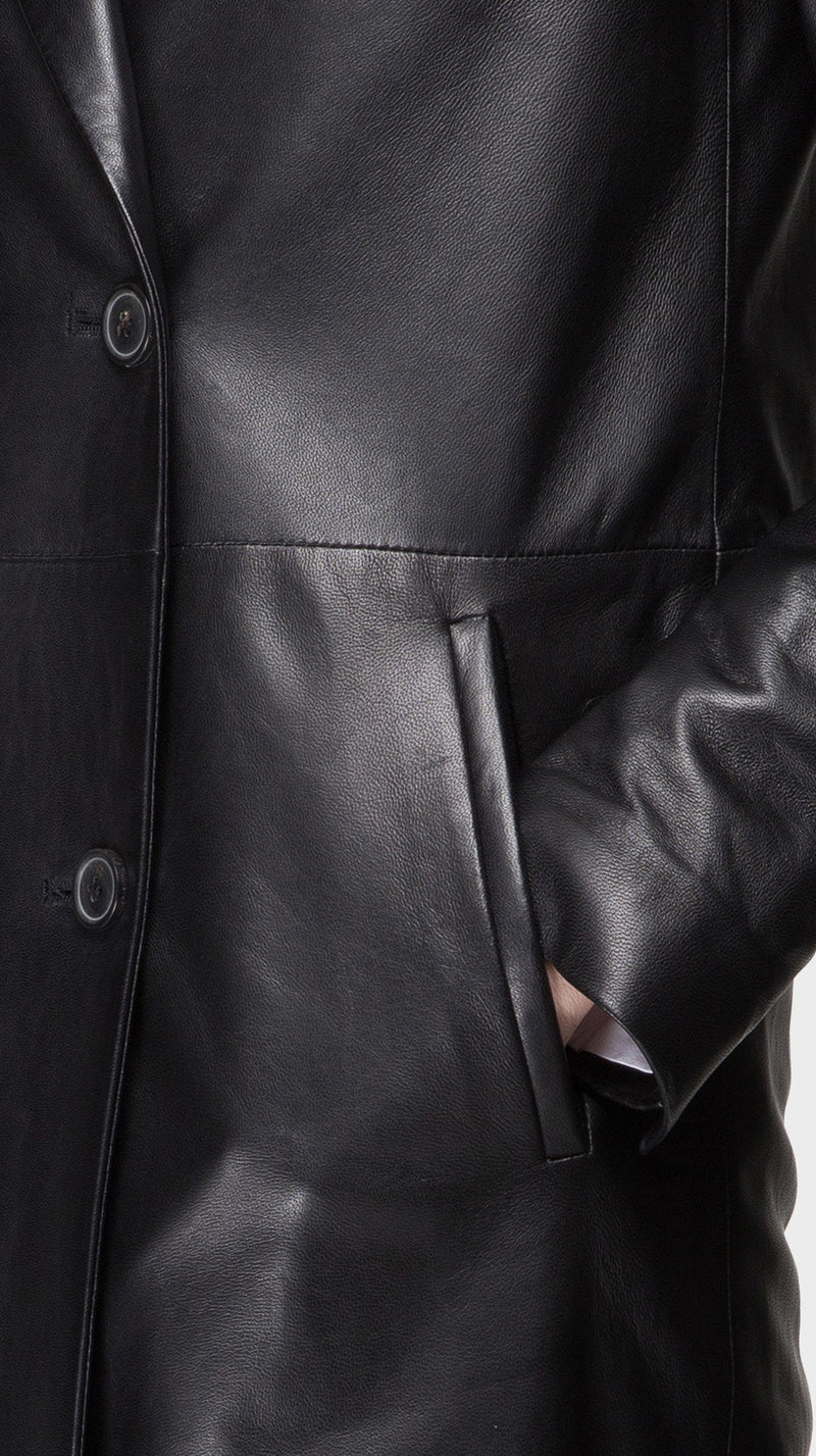 Calissa - Manteau en cuir Noir