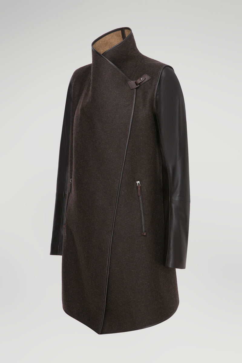 Eva - Brown Beige Wool Coat